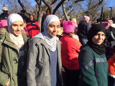 Sisters attending the Women's March