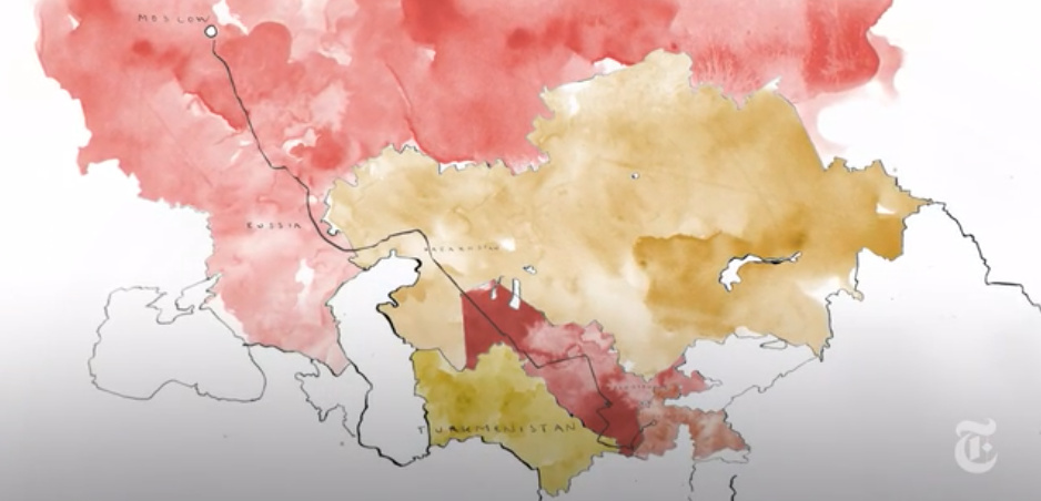 Tak Migration to Moscow to find work, as drawn by illustrator Tim Brown.