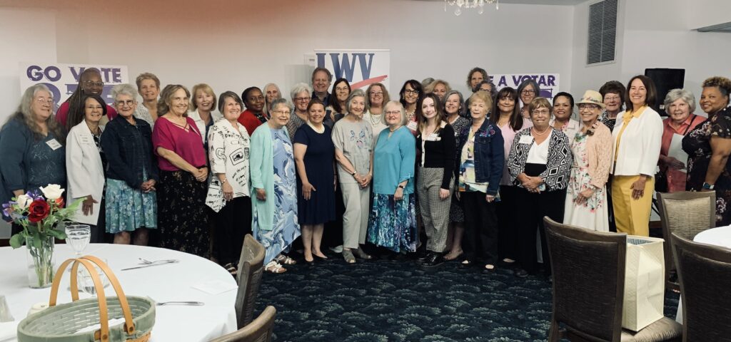 33 of the 134 members of the League of Women Voters at their Annual Meeting held at Riverview Inn and Suites on June one, 2024.